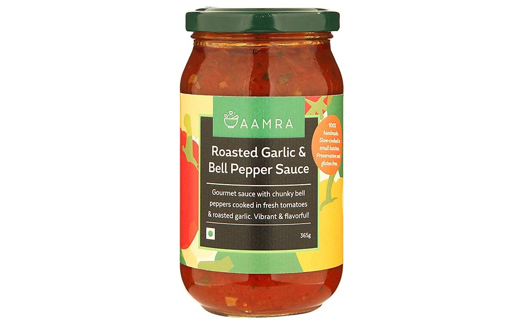 Aamra Roasted Garlic & Bell Pepper Sauce   Glass Jar  365 grams